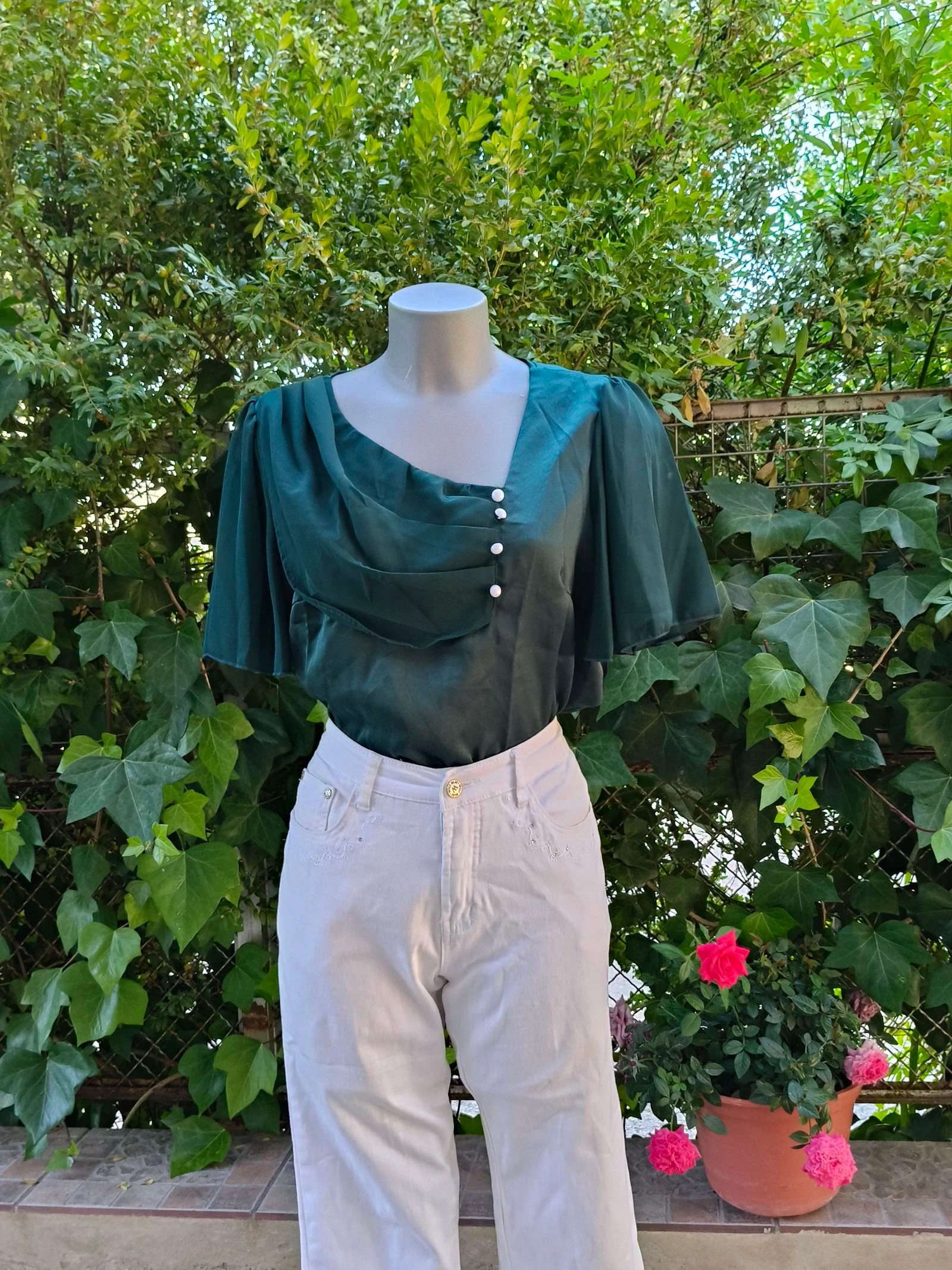Blusa verde botones 